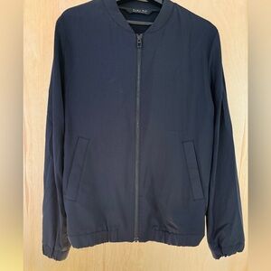 Zara Men's Navy Blue Bomber Jacket